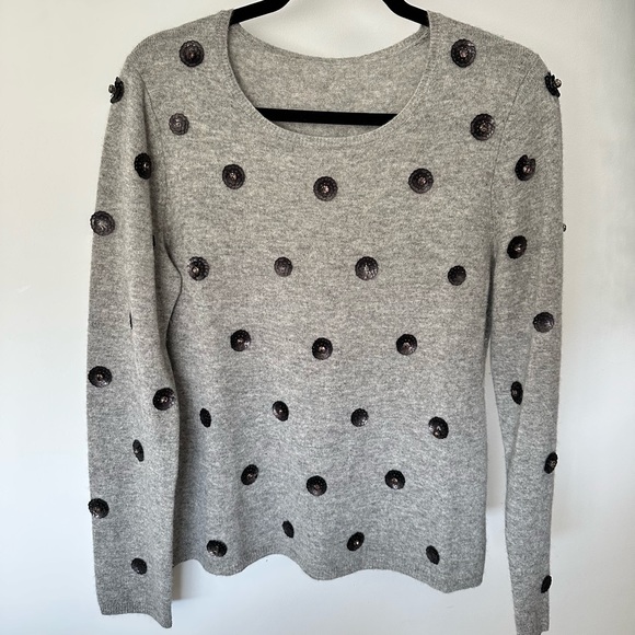 Grey cashmere crew neck sweater - Picture 1 of 4